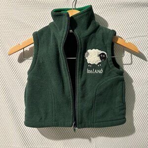 Irish Farmyard Friends Ireland Sheep Fleece Vest Gilet - Green - Size 2